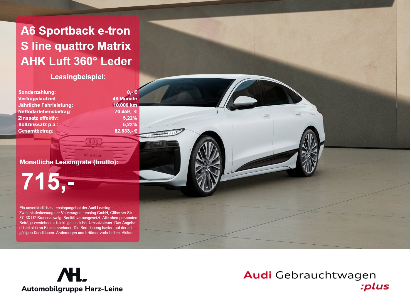 A6 Sportback e-tron S line quattro Matrix AHK Luft 360�...