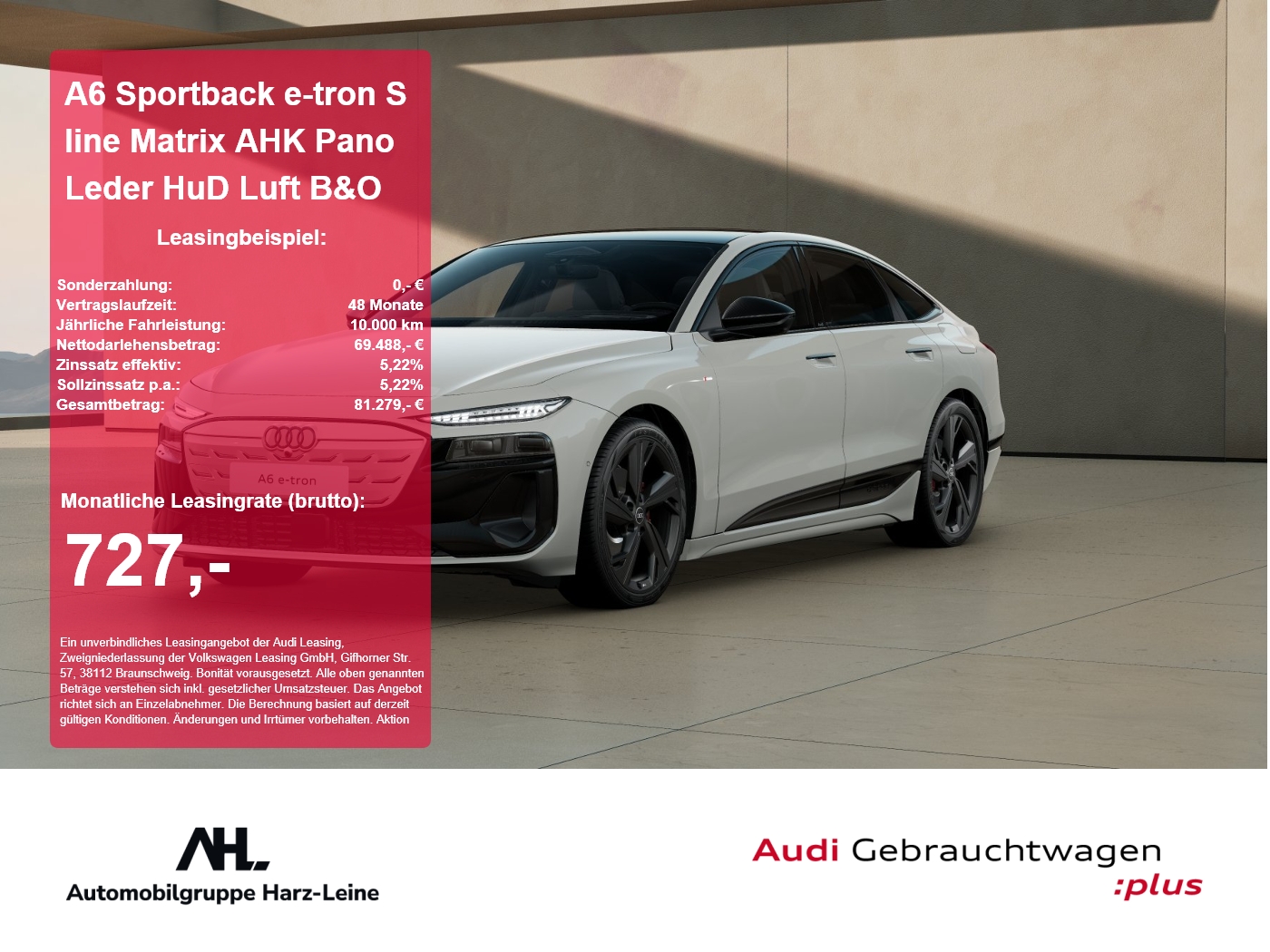 A6 Sportback e-tron S line Matrix AHK Pano Leder HuD Lu...