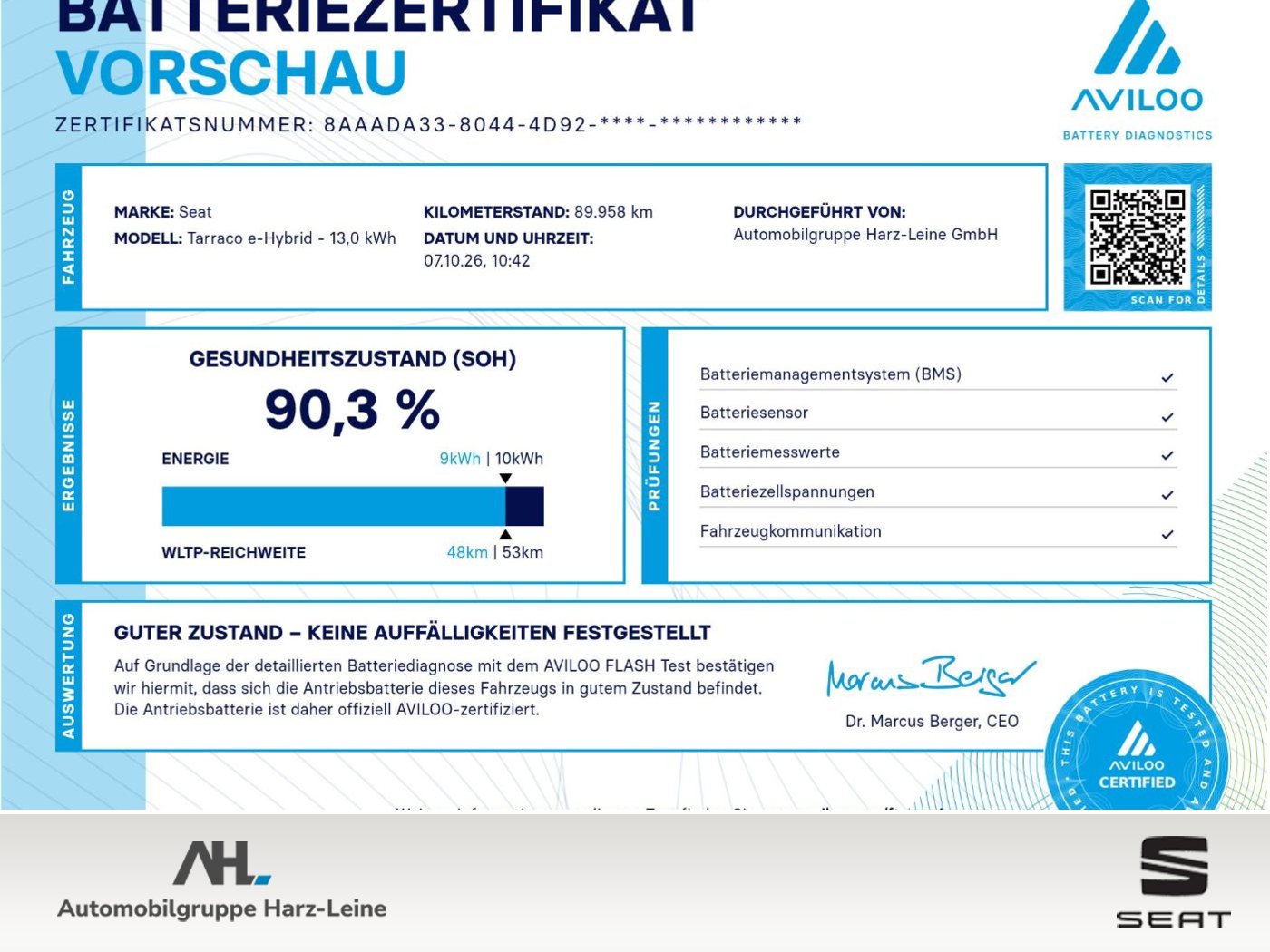 Tarraco 1.4 TSI e-Hybrid FR DSG LED Navi ACC AHK RFK