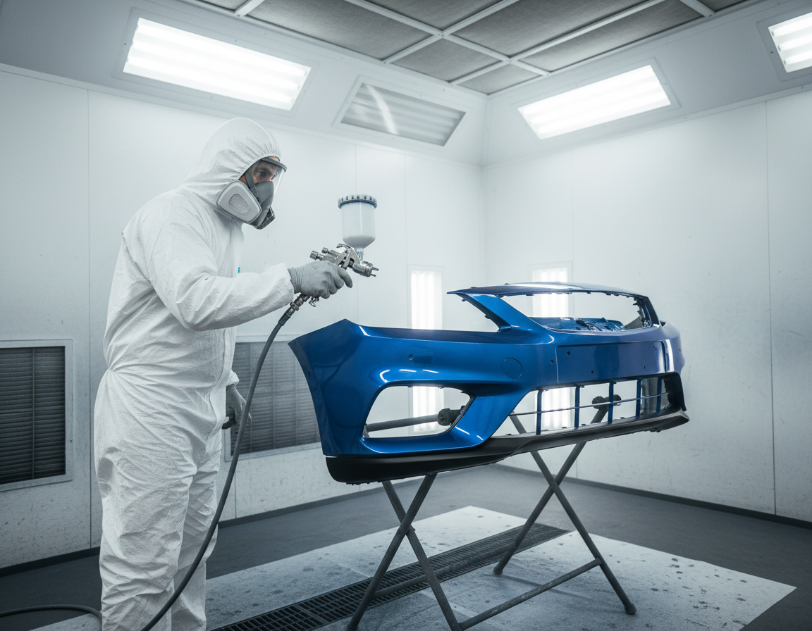 Lackirer Lackiert Fahrzeugteil Blau