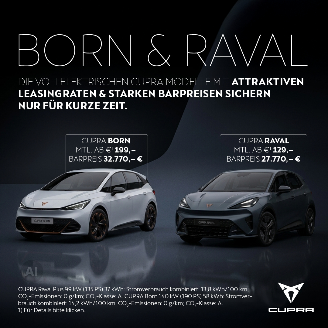 BEITRAGSBILD CUPRA RAVAL BORN SONDERLEASING BEITRAGSBILD CUPRA RAVAL BORN SONDERLEASING